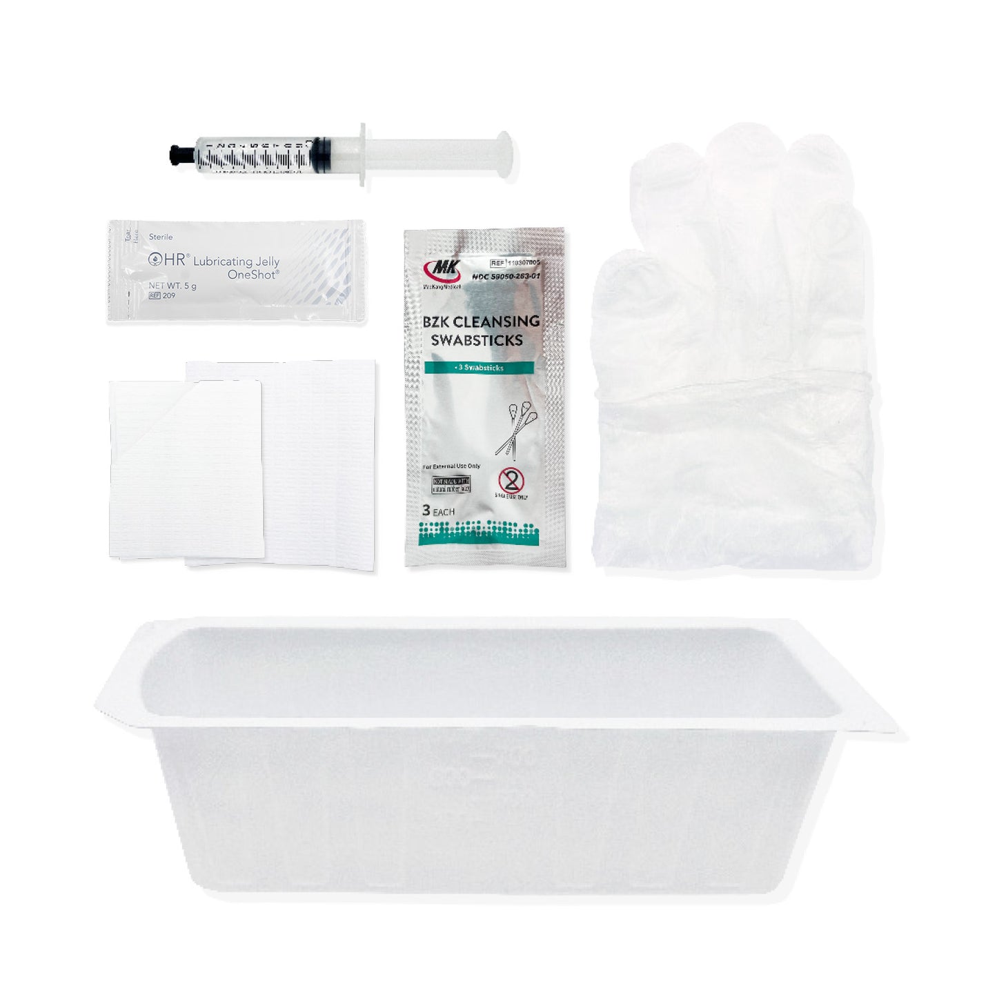 Insertion Tray, TruAdvance, Foley Insertion Tray 800ml Peel-Lid Tray, 30ml Pre-Filled Sterile Water Syringe, (3) BZK Pre-Saturated Swabsticks, Underpad, Fenestrated Drape, 5g Packet of Lubricant, and 1pr Large Vinyl Gloves, 20ea/cs