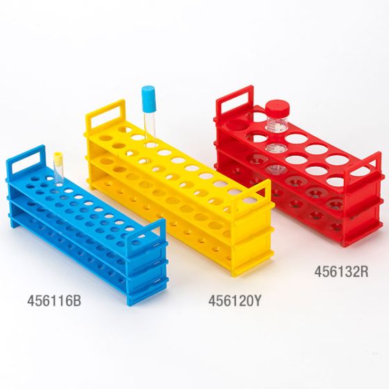 Test Tube Stand, 32mm Max Tube Diameter, 12 Places, 11" x 3.3" x 5", Red