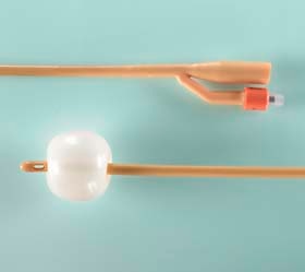 Foley Catheter, 2-Way, Specialty, Tiemann Model, Medium Olive Coude Tip, Single Eye, Red Latex, 22FR, 5cc, 12/cs (US Only)