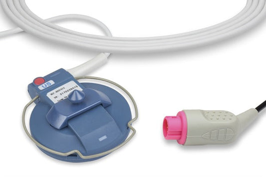 Ultrasound Transducer, Black 3mm, Fetal, FDA, CE, ISO10993-1, 5, 10:2003E, TUV, RoHS Compliant, Round 12-Pin Connector, Keyed, Loop (Wing)/Button Style Transducer, Latex-Free, Non-Sterile, 10ft, 10 Month Warranty, Philips Compatible (DROP SHIP ONLY) (Freight Terms are Prepaid & Added to Invoice - Contact Vendor for Specifics)