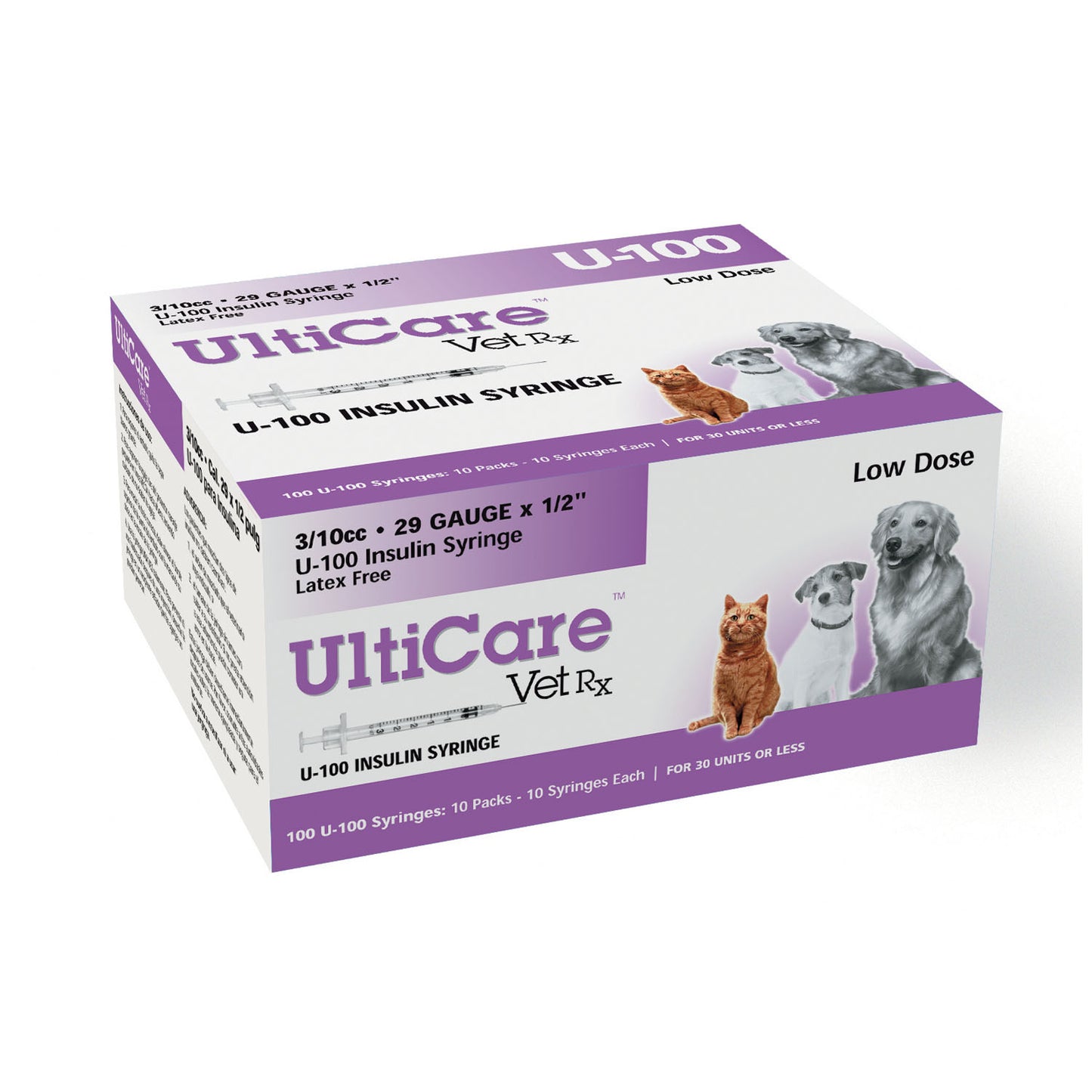 U-100 Syringe, 29G x _", 3/10cc, 100/bx