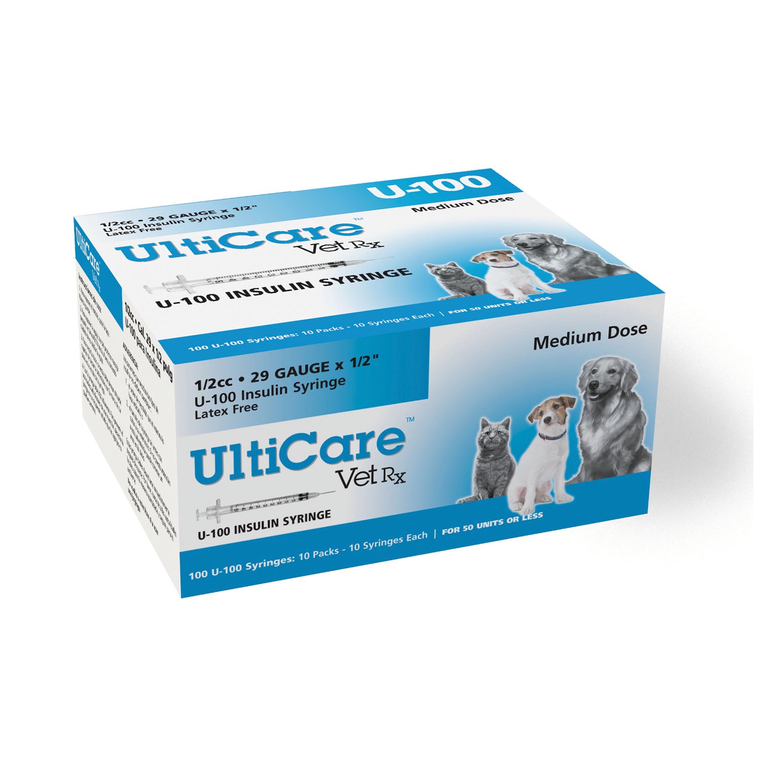 U-100 Syringe, 29G x _", 1/2cc, 100/bx