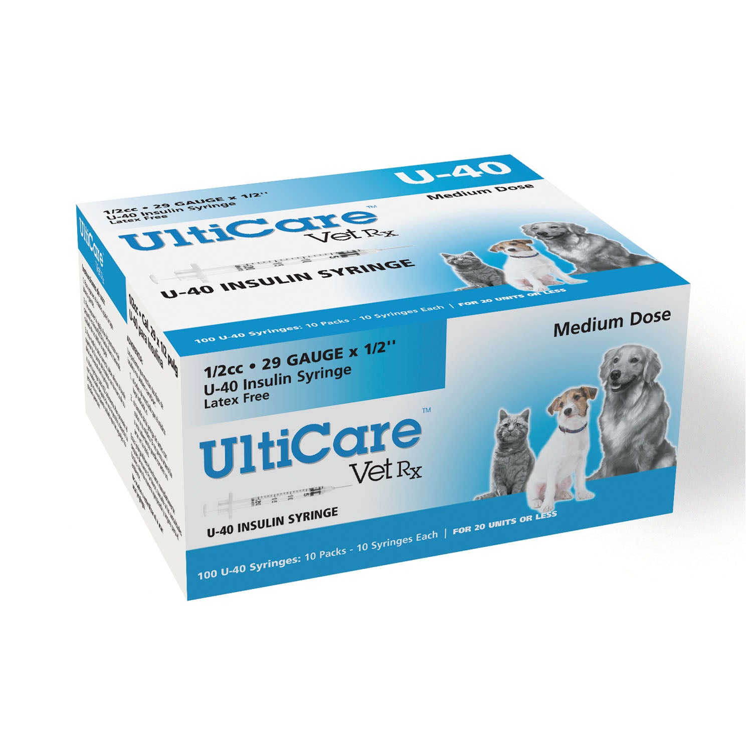 U-40 Syringe, 29G x _", 1/2cc, 100/bx