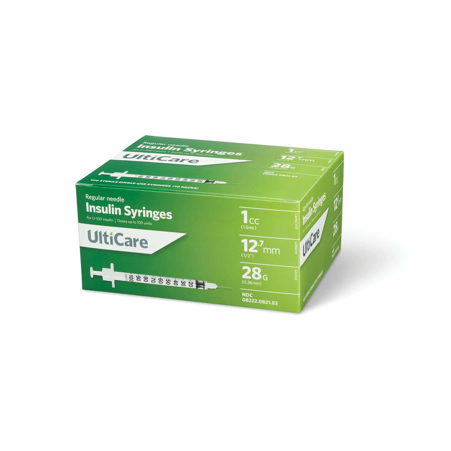 Insulin Syringe, 1cc, 28G x _", 100/bx