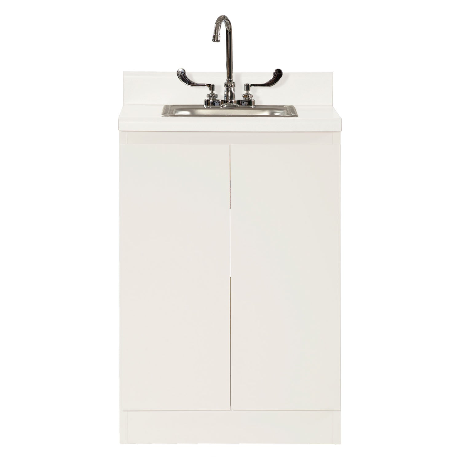 Base Cabinet, Steel, 24", with Stainless Steel Sink & Faucet,  Two (2) Doors, Quiet White (DROP SHIP ONLY)