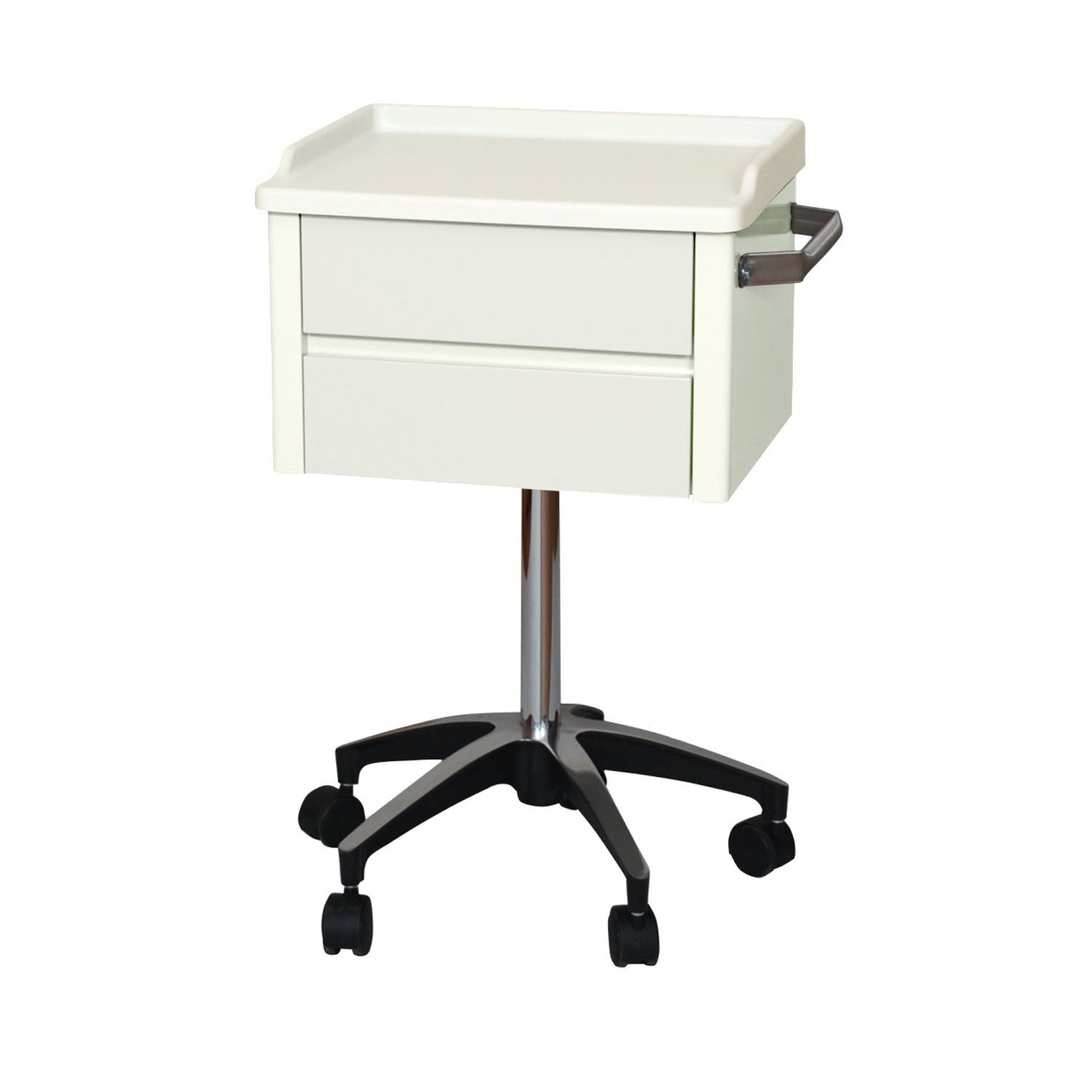 Special Procedure Cart, 6620 with Two (2) Heavy Duty Steel, Easy to Clean Drawers, Stainless Steel Push Handle, Kydex Work Surface with No-Spill Edge, Five (5) Leg Base with 2" (5.1cm) Twin Wheel Carpet Casters for Maximum Stability, Quiet White (DROP SHIP ONLY)