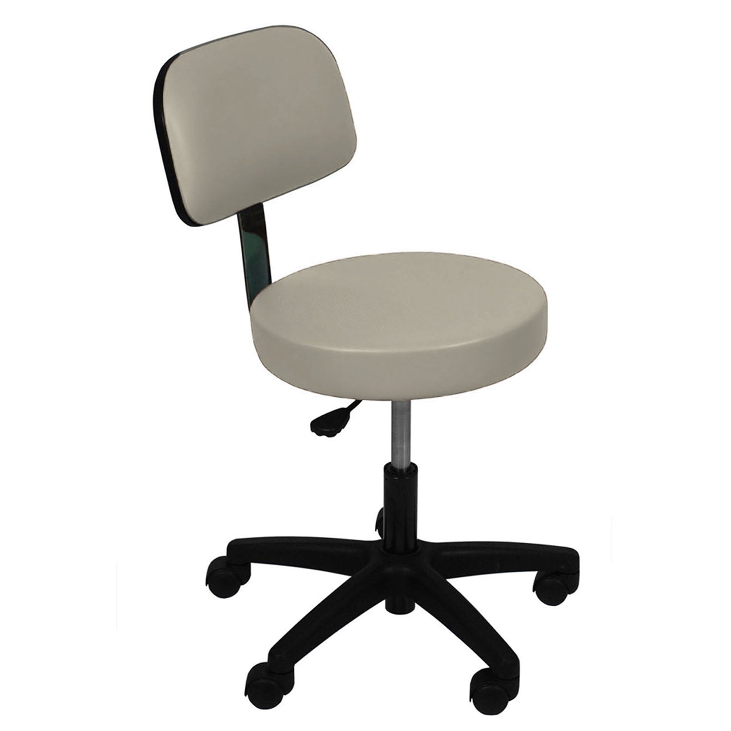 Ultra Comfort Stool with Cushioned Backrest, Air Spring Height Adjustment with Soft Rubber Casters, Seamless Upholstery with PreFixx Protective Finish for Infection Prevention, Available in 16 Colors (DROP SHIP ONLY)
