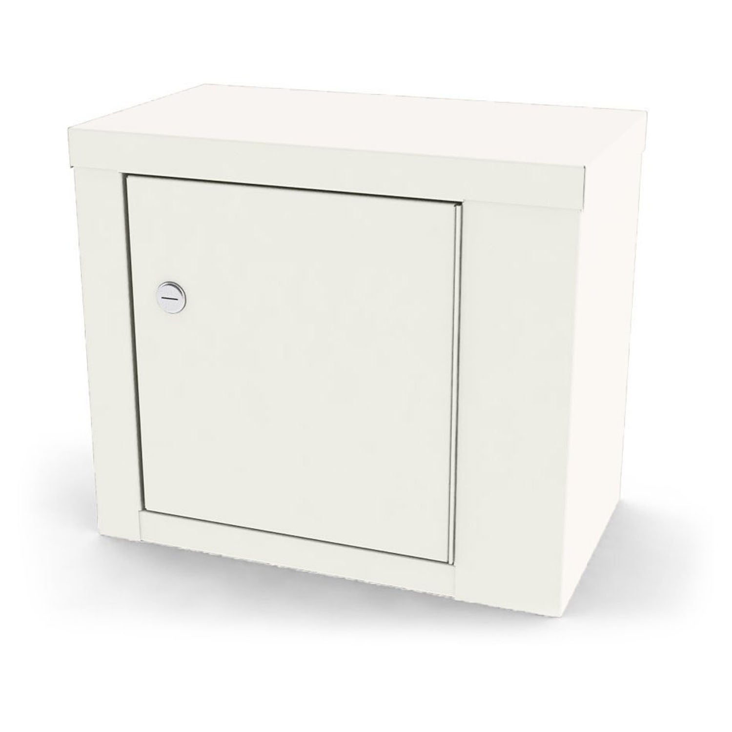 Narcotic Shelf, 7782, Steel with One (1) Shelf, Single Door, Single Lock, 14.125W (35.9cm) x 12 H (30.5cm) x 8.125D (20.6cm). Wall Mountable or Inside Cabinet Mountable, Quiet White (DROP SHIP ONLY)