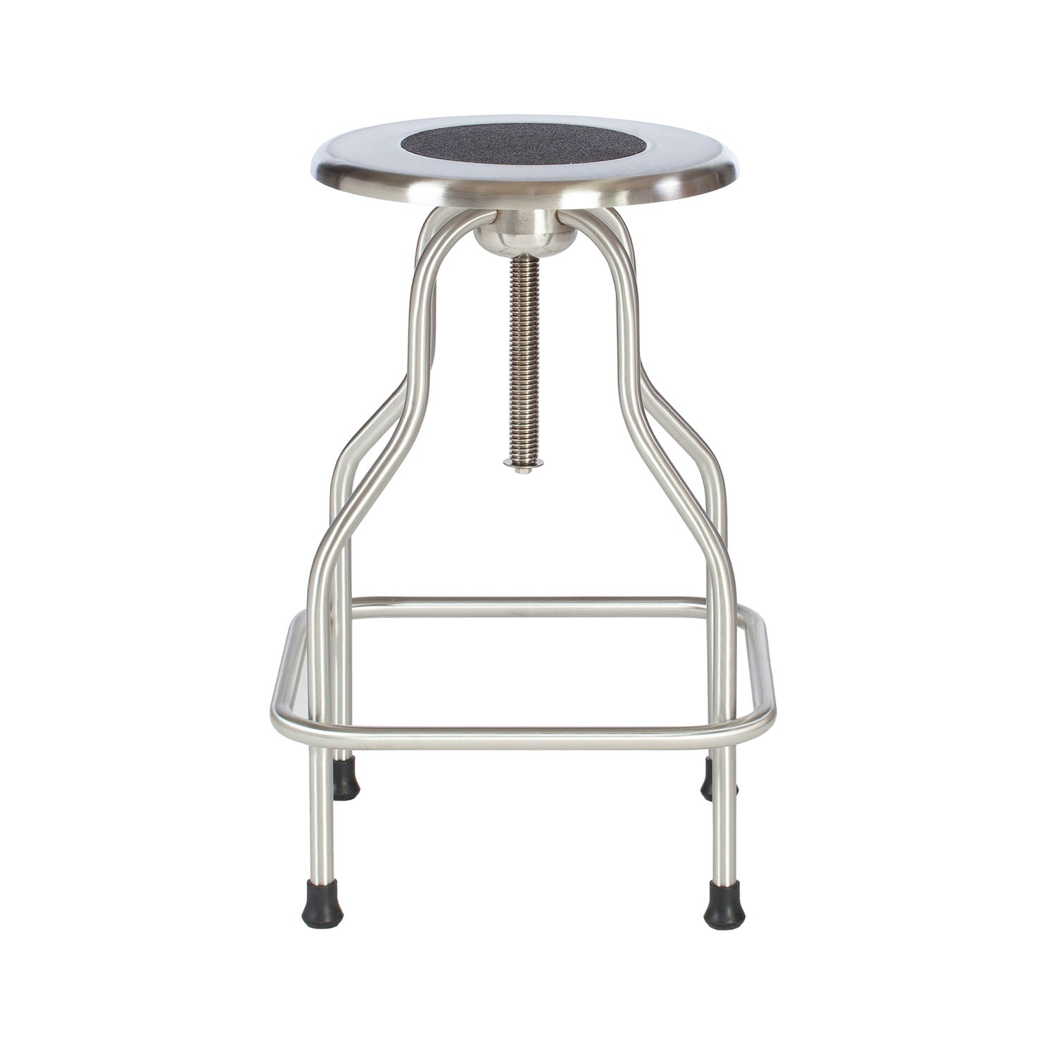 Revolving Stool, Stainless Steel with Ring Foot Rest, No Back, Seat Height 25" - 31" (DROP SHIP ONLY)