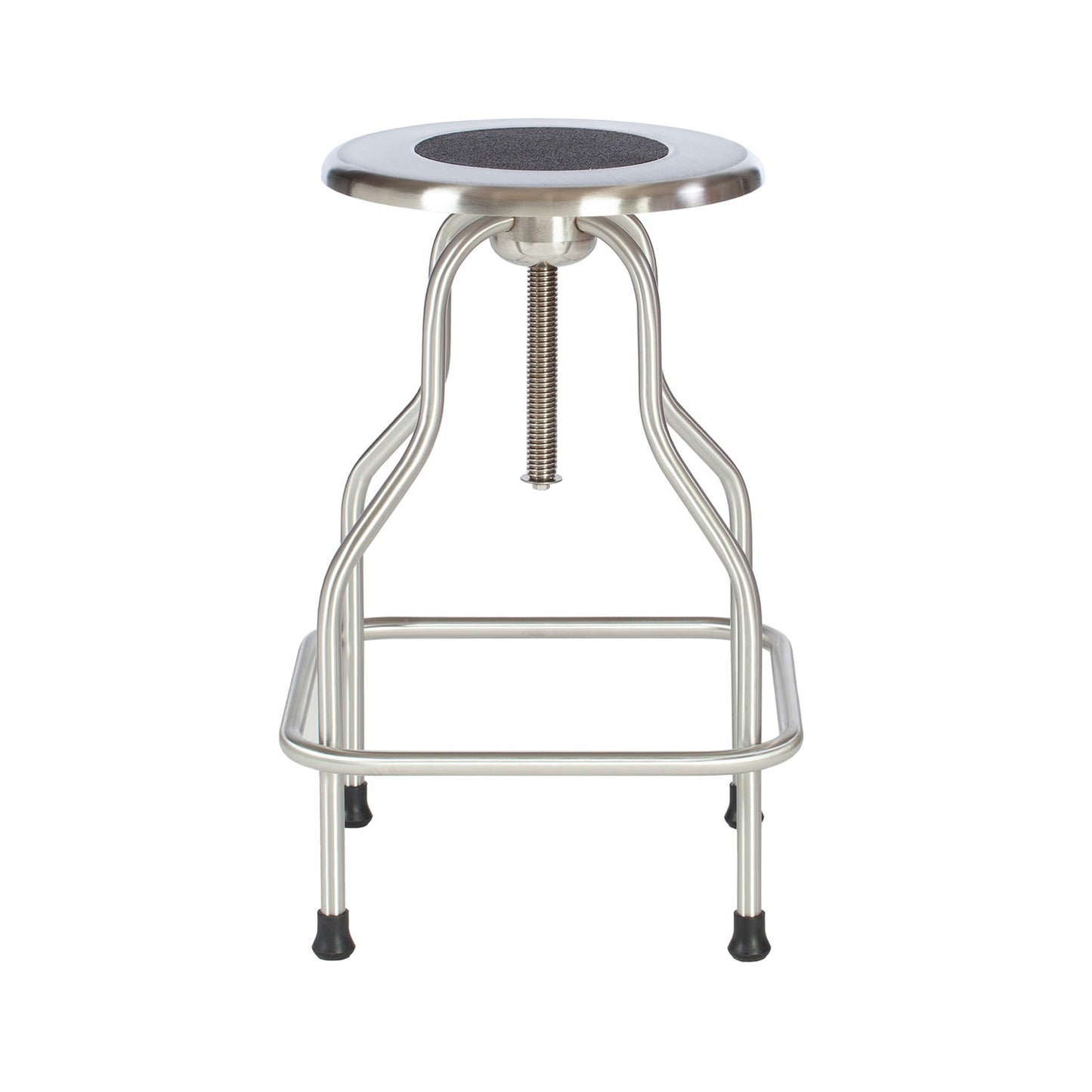 Revolving Stool, Stainless Steel with Ring Foot Rest, No Back, Seat Height 25" - 31", Non-Corrosive Model (DROP SHIP ONLY)