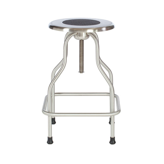 Revolving Stool, Stainless Steel with Ring Foot Rest, No Back, Seat Height 25" - 31", Non-Corrosive Model (DROP SHIP ONLY)