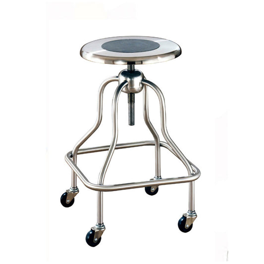 Revolving Stool, Stainless Steel with Ring Foot Rest, No Back, Seat Height 19" - 25", Non-Corrosive Model (DROP SHIP ONLY)