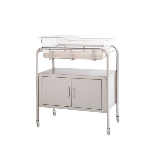Bassinet with Basket (8545) and Mattress (8546), Stainless Steel, Two (2) Door, 32 W x 35.25 H x 17 D (DROP SHIP ONLY)