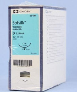 Suture, Reverse Cutting, Size 0, Black, 30", Needle C-16, 3/8 Circle, 3 dz/bx (Continental US Only)