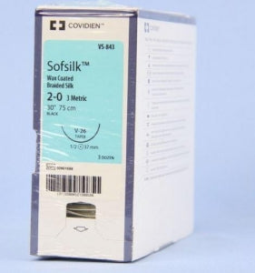 Suture, Taper Point, Size 2-0, Black, 30", Needle V-26, _ Circle, 3 dz/bx (Continental US Only)