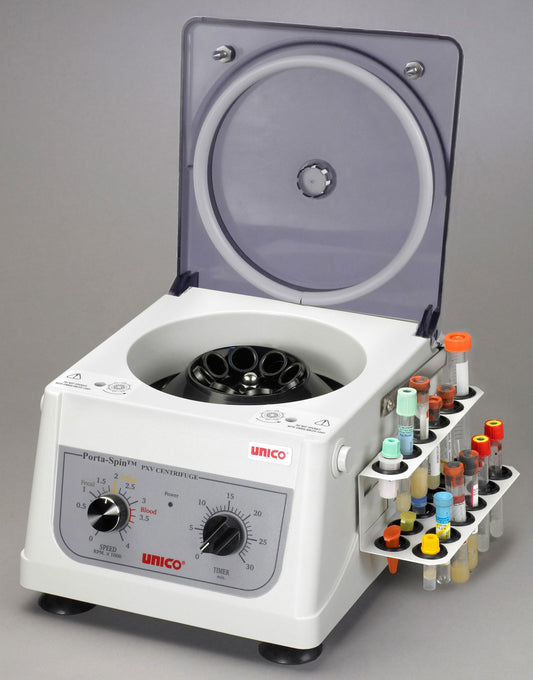 Porta-Spin Centrifuge, Portable, 12 VDC, Variable Speed 500-3,800 RPM, 30 min. Timer, 8 Place Rotor, 8 x 10mL Capacity, 18 Place Tube Holdster Rack (US Only) (DROP SHIP ONLY)