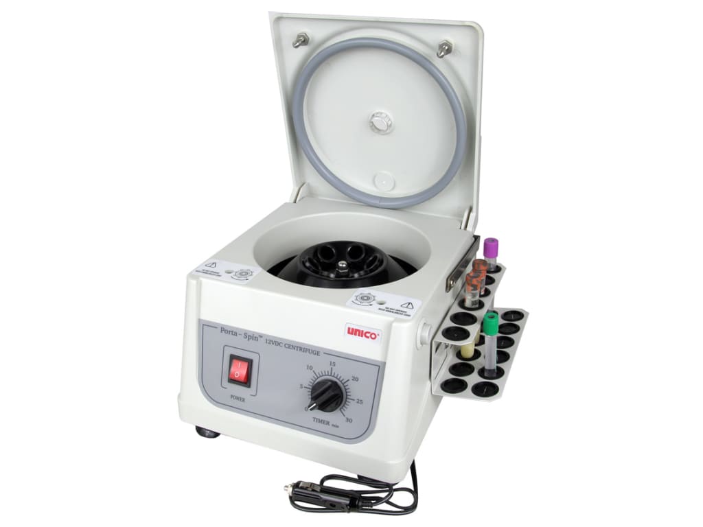 Porta-Spin Centrifuge, Portable, 12 VDC, Fixed Speed 3,700 RPM, 30 min. Timer, 6 Place Rotor, 6 x 10mL Capacity, 18 Place Tube Holdster Rack (US Only) (DROP SHIP ONLY)