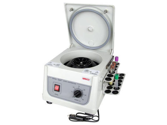 Porta-Spin Centrifuge, Portable, 12 VDC, Fixed Speed 3,700 RPM, 30 min. Timer, 6 Place Rotor, 6 x 10mL Capacity, 18 Place Tube Holdster Rack (US Only) (DROP SHIP ONLY)