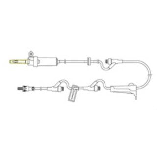 Adult Primary Piggyback IV Set, 15 Drops/mL, 110"L, 22 mL Priming Volume, Vented/ Non-Vented, Back Check Valve, 1 Slide Clamp, 3 AMSafe Needle-Free Y Sites, Roller Clamp, Rotating Male Luer Lock, Tyvek Form Fill Seal Package, DEHP-Free, Latex Free (LF), Sterile, 50/cs