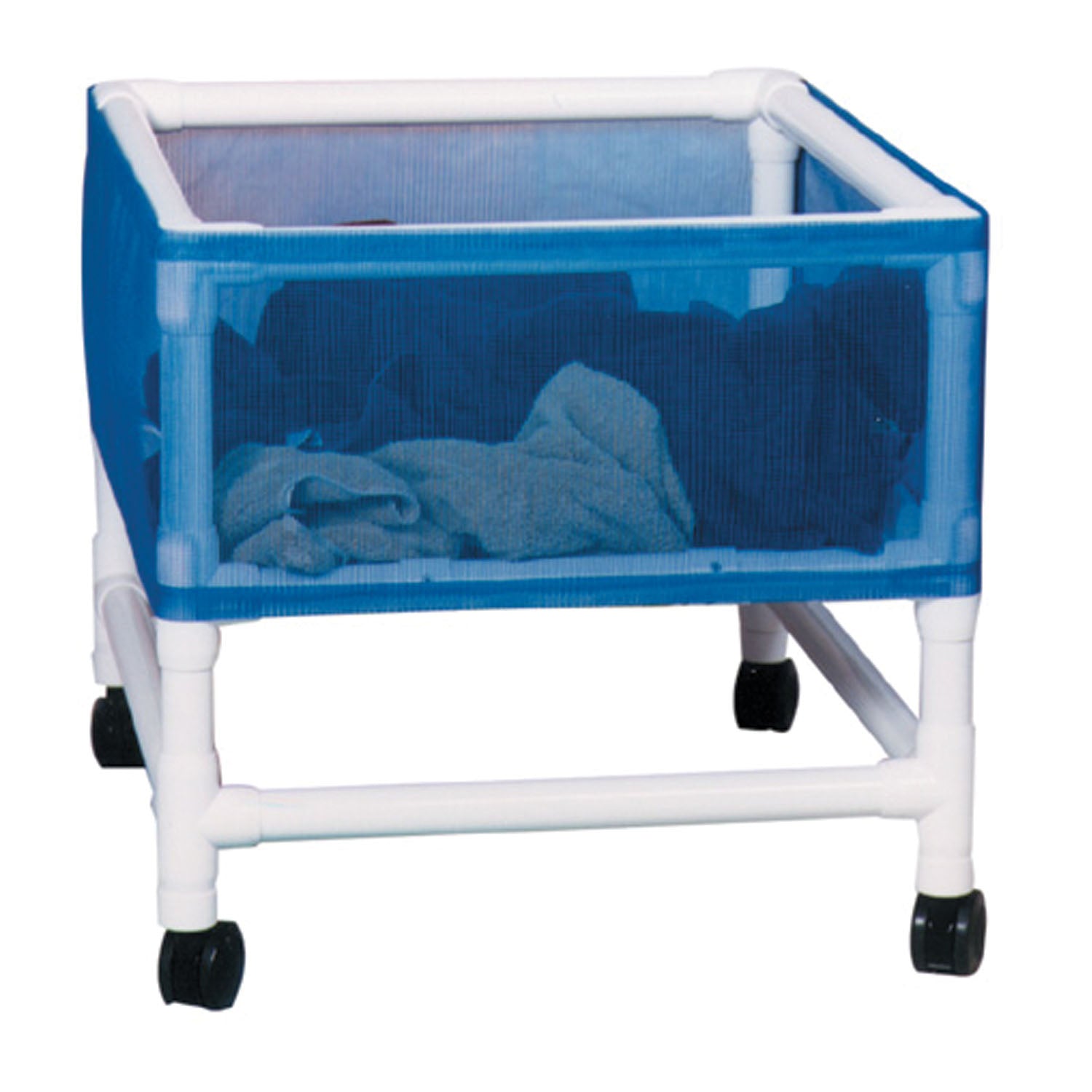 Laundry Basket, Medium Capacity 2_ Bushels, Double Pole Rack, 3" Twin Nylon Casters, Threaded Stem