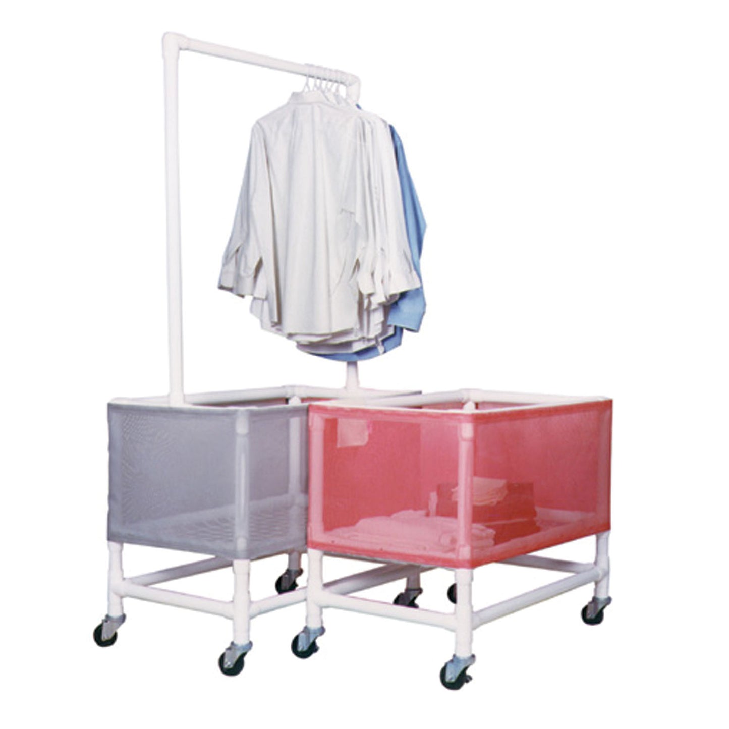 Laundry Basket, Large Capacity 4_ Bushels, Double Pole Rack, 3" x 1_" Heavy Duty Casters, Threaded Stem