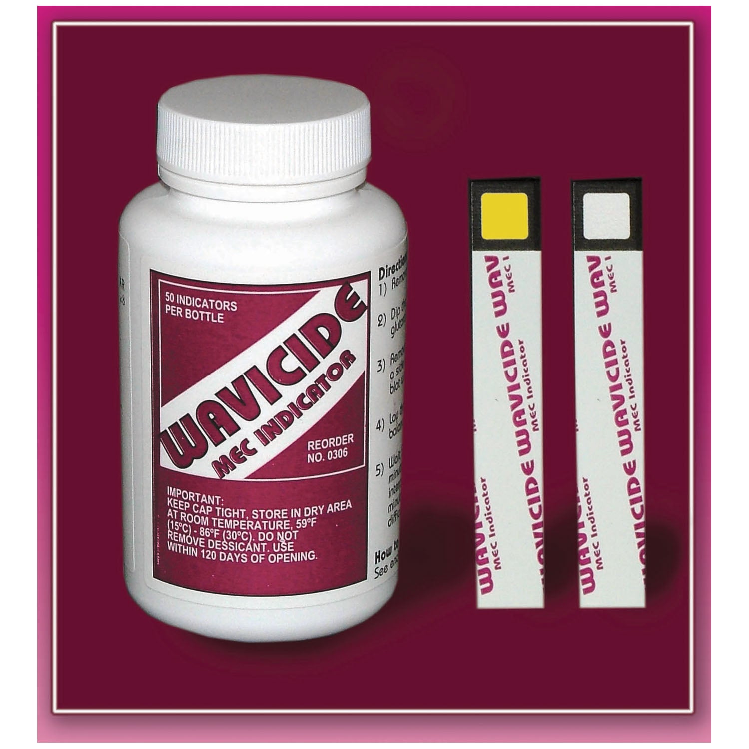 Wavicide-01 Test Strips, 2 Year Shelf Life Results in 3 minutes, 50 strips/btl, 6 btl/cs