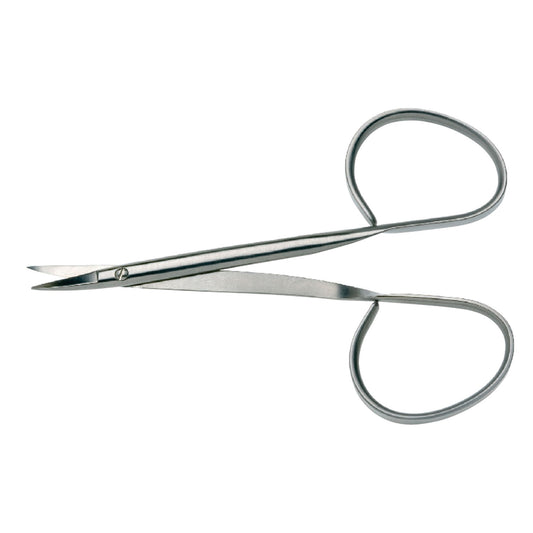 Iris Scissor, Round, Curved, Sharp/ Sharp, 22mm Blade, Ribbon Type, 4 1/8"