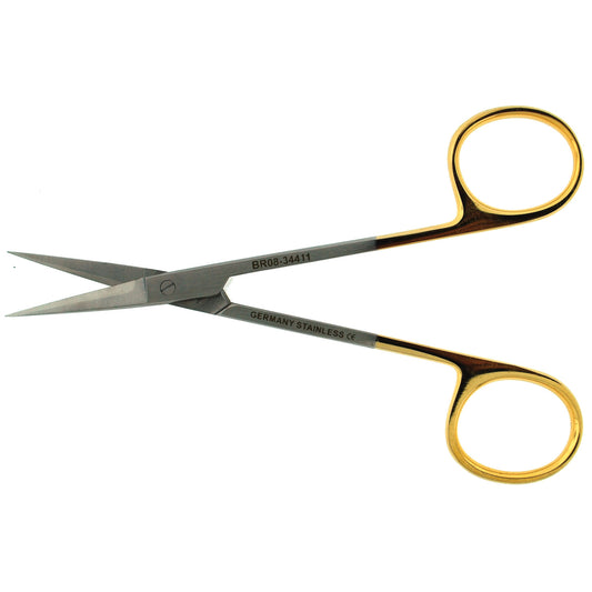Iris Scissor, Round, Curved, sharp/ Sharp, Serrated, SuperCut, Black Handles, 4_"
