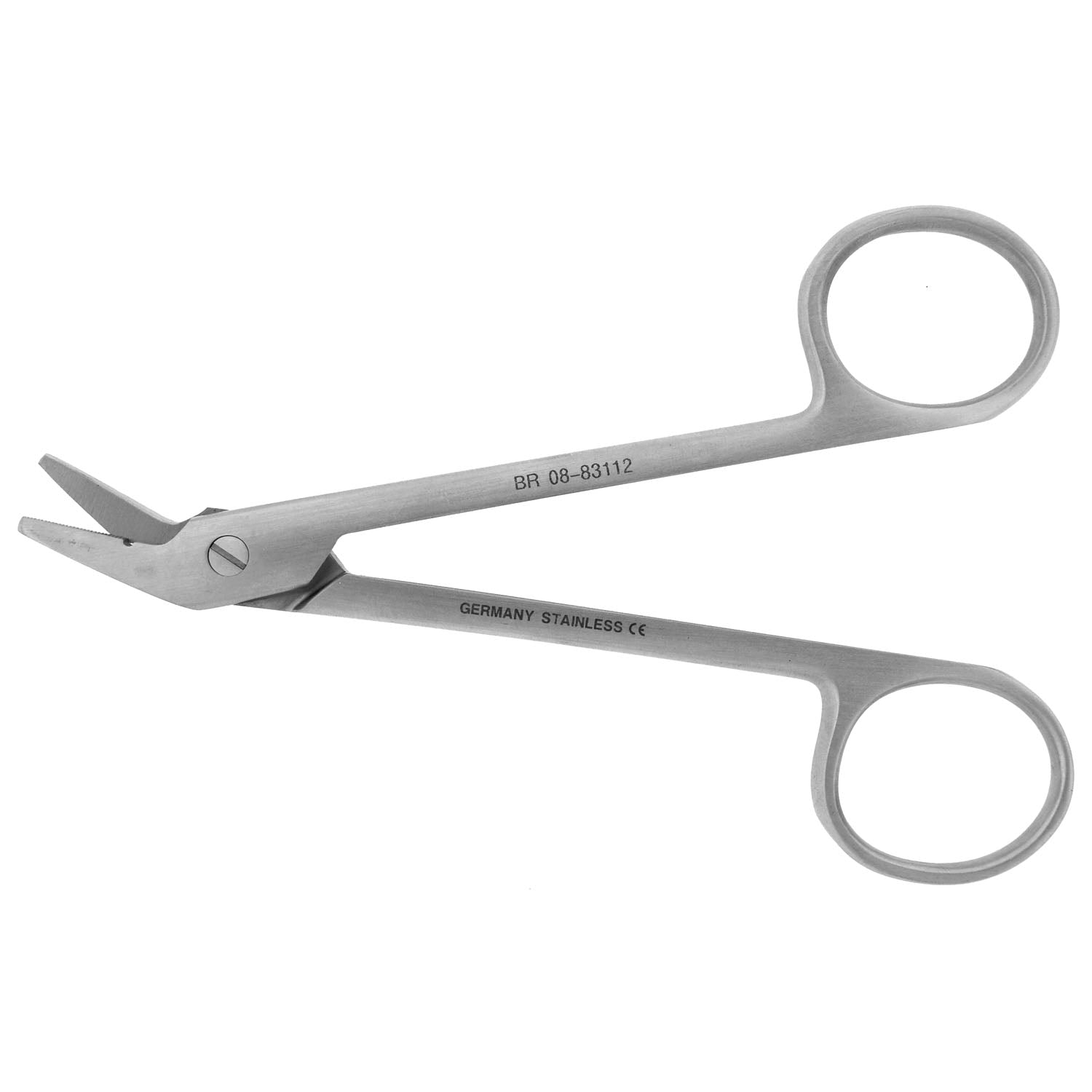Wire Cutting Scissor, Side Angled, One Serrated Blade, 4_"