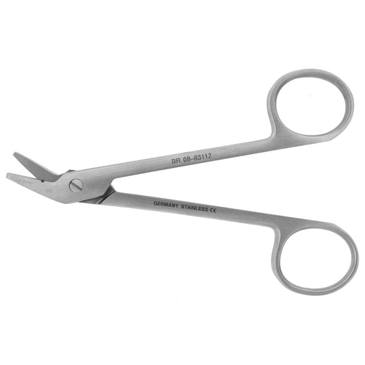 Wire Cutting Scissor, Side Angled, One Serrated Blade, 4_"