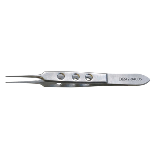 Bishop Harmon Iris Forcep, Straight, Serrated, 0.5mm Tip, 3_"