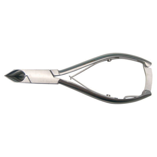 Nail Nipper, Angled Concave Jaws with Sharp End, Double Spring with Lock, 5_"