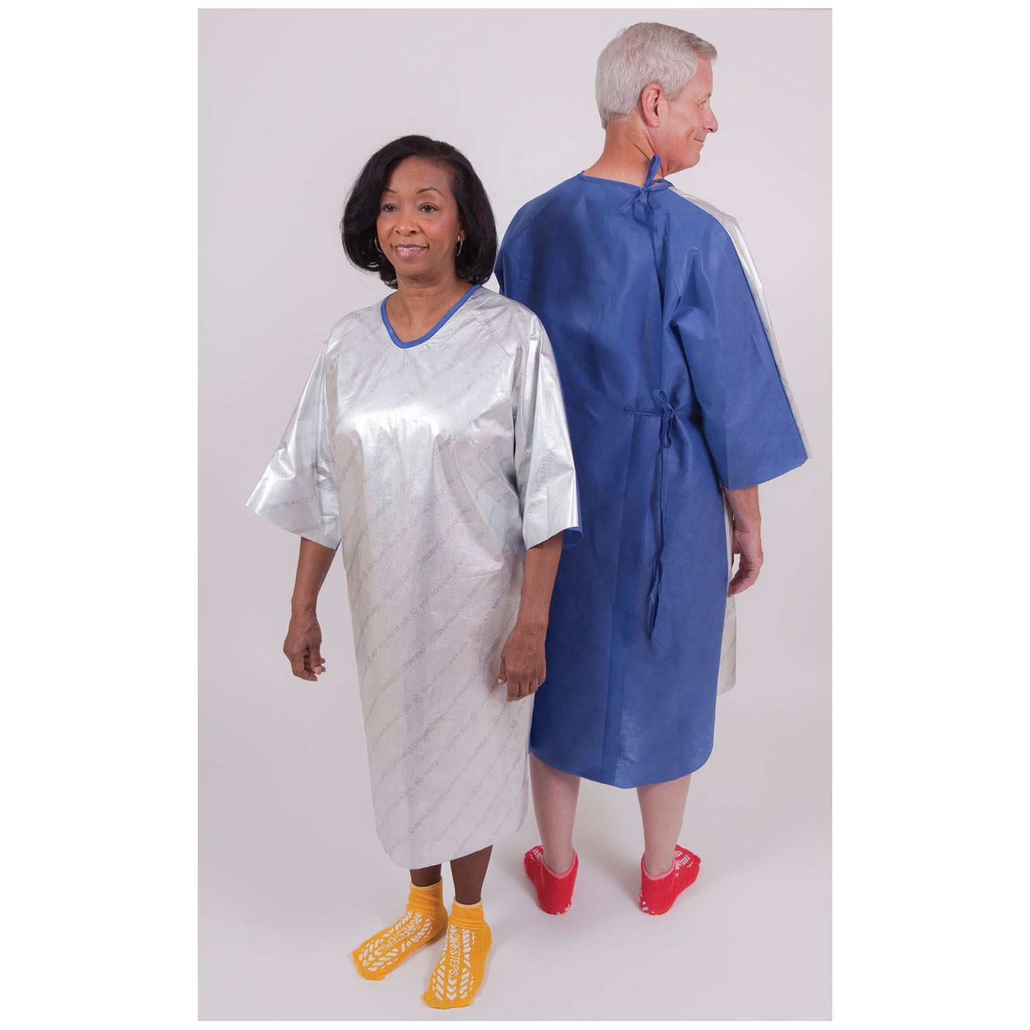 Patient Gown, X-Large, Silver/ Blue, 25/cs
