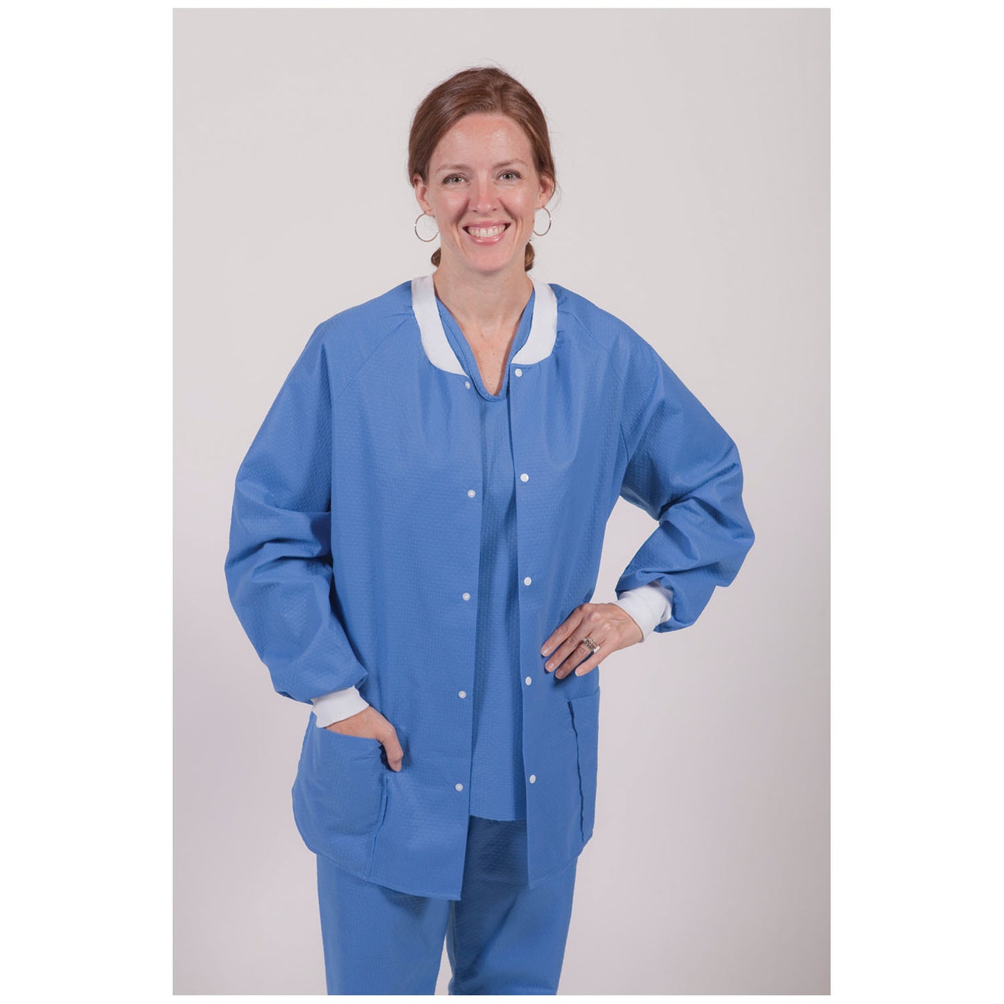 Warm Up Jacket, X-Large, Blue, Long Sleeve, Knit Collar & Cuffs, Limited Use, 24/cs