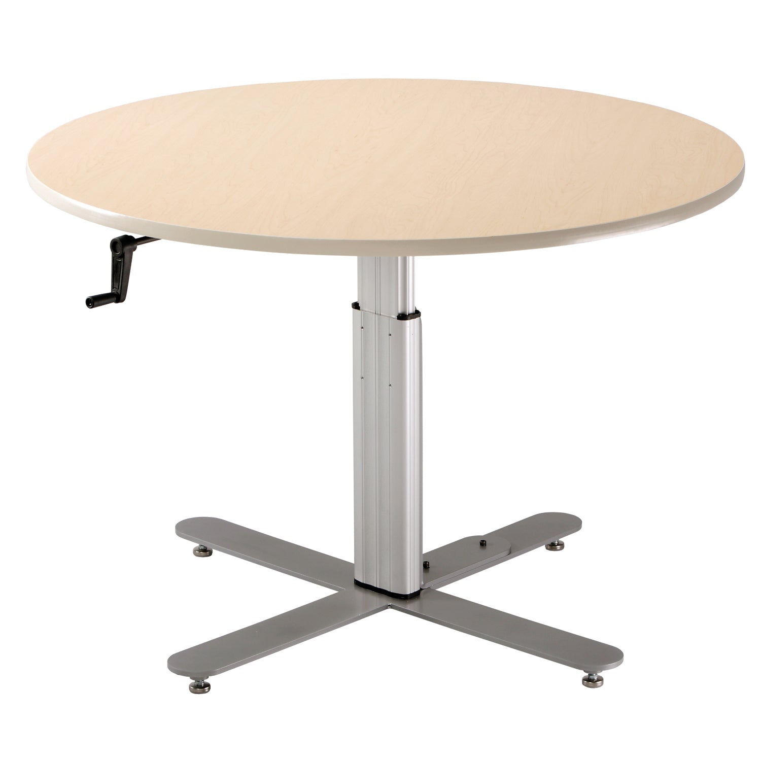 Large Round Table with Hand-Crank Adjustment, 47" Dia, Graphite Silver Base, Available in All Finishes, Indicate Color Code (XX) (011942)