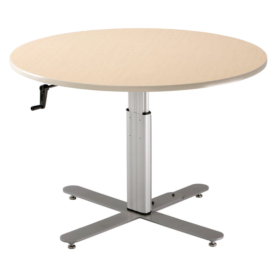 Large Round Table with Hand-Crank Adjustment, 47" Dia, Graphite Silver Base, Available in All Finishes, Indicate Color Code (XX) (011942)