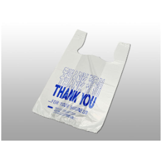T-Shirt Bag, "Thank You" Printed, White, 0.50 mil, 11_" x 6_" x 21_", 1000/cs