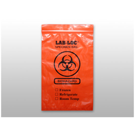 3-Wall Specimen Transfer Bag, Reclosable, Biohazard, Red Opaque, 2 mil, 6" x 9", 1000/cs