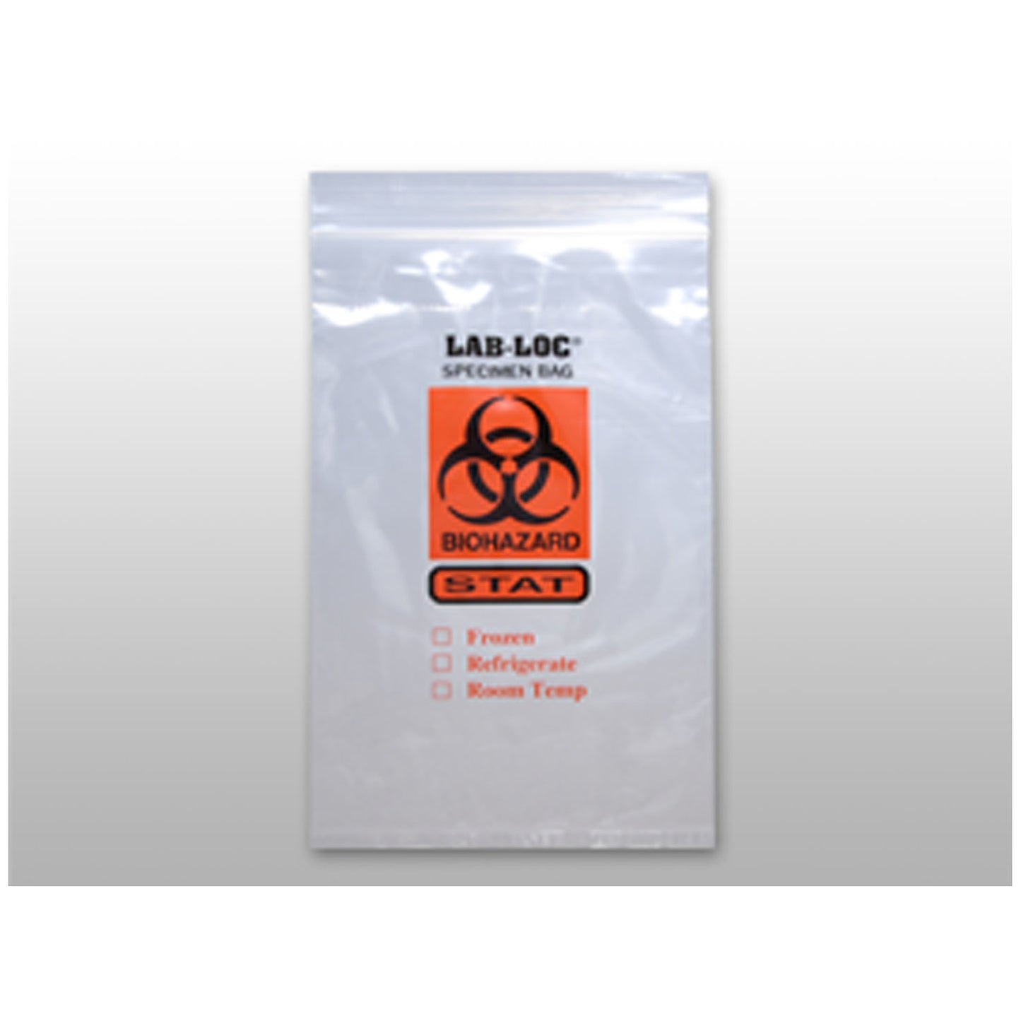 3-Wall Specimen Transfer Bag, Reclosable, Biohazard STAT, 2 mil, 6" x 9", 1000/cs