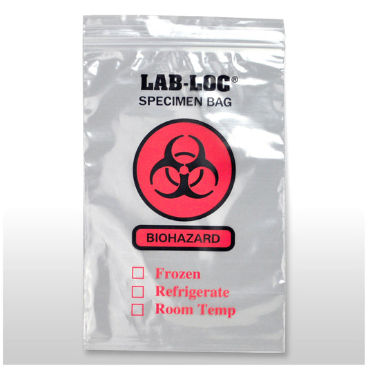 2-Wall Specimen Transfer Bag, Reclosable, Biohazard, 2 mil, 6" x 9", 1000/cs