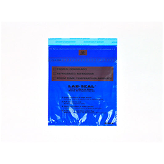 3-Wall Specimen Bag, Seal n Rip, Removable Biohazard Symbol, Blue Tint, 1.8 mil, 6" x 10", 100 bg/pk, 10 pk/cs