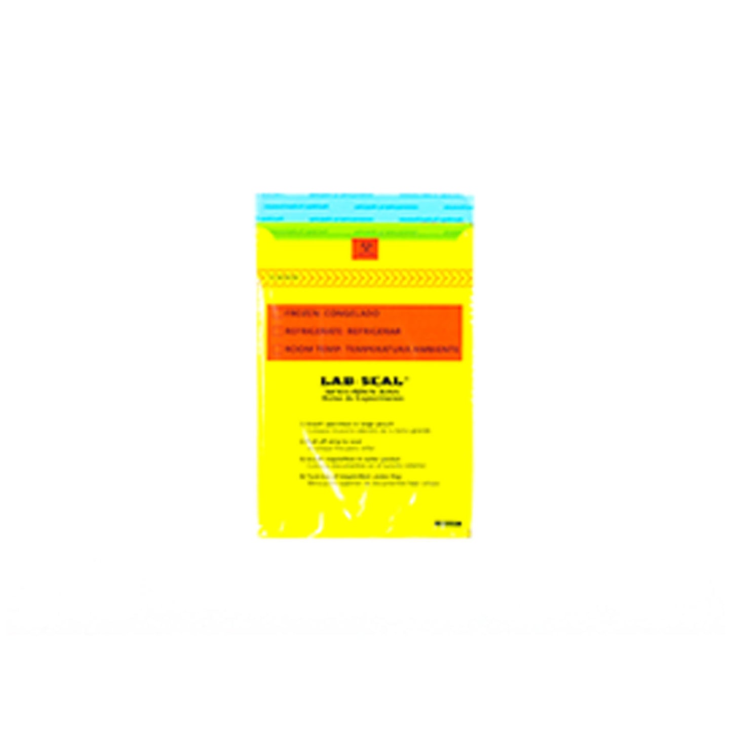 3-Wall Specimen Bag, Seal n Rip, Removable Biohazard Symbol, Yellow Tint, 1.8 mil, 6" x 10", 100 bg/pk, 10 pk/cs