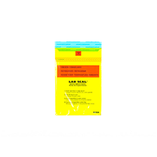 3-Wall Specimen Bag, Seal n Rip, Removable Biohazard Symbol, Yellow Tint, 1.8 mil, 6" x 10", 100 bg/pk, 10 pk/cs