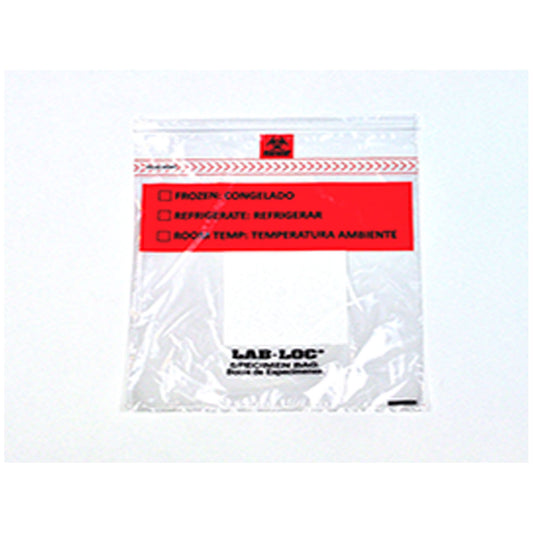 Specimen Bag, Seal-N-Rip, Removable Biohazard Symbol, Absorbent Pad, Zipper Closure, 3-Wall, 1.75 mil, 12" x 15", 50 bg/pk, 20 pk/cs