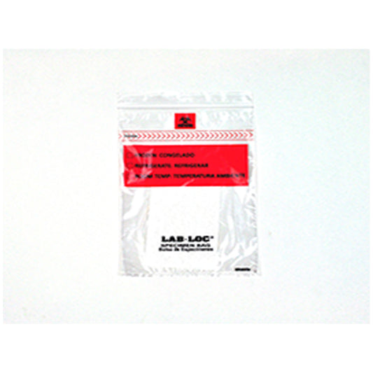 Specimen Bag, Seal-N-Rip, Removable Biohazard Symbol, Absorbent Pad, Zipper Closure, 3-Wall, 1.75 mil, 6" x 9", 100 bg/pk, 10 pk/cs