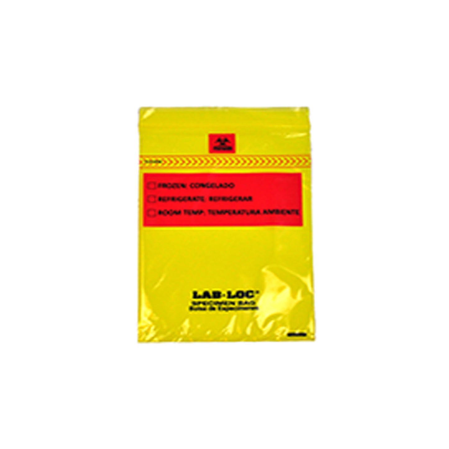 Specimen Bag, Seal-N-Rip, Removable Biohazard Symbol, Zipper Closure, 3-Wall, Yellow Tint, 1.75 mil, 6" x 9", 100 bg/pk, 10 pk/cs