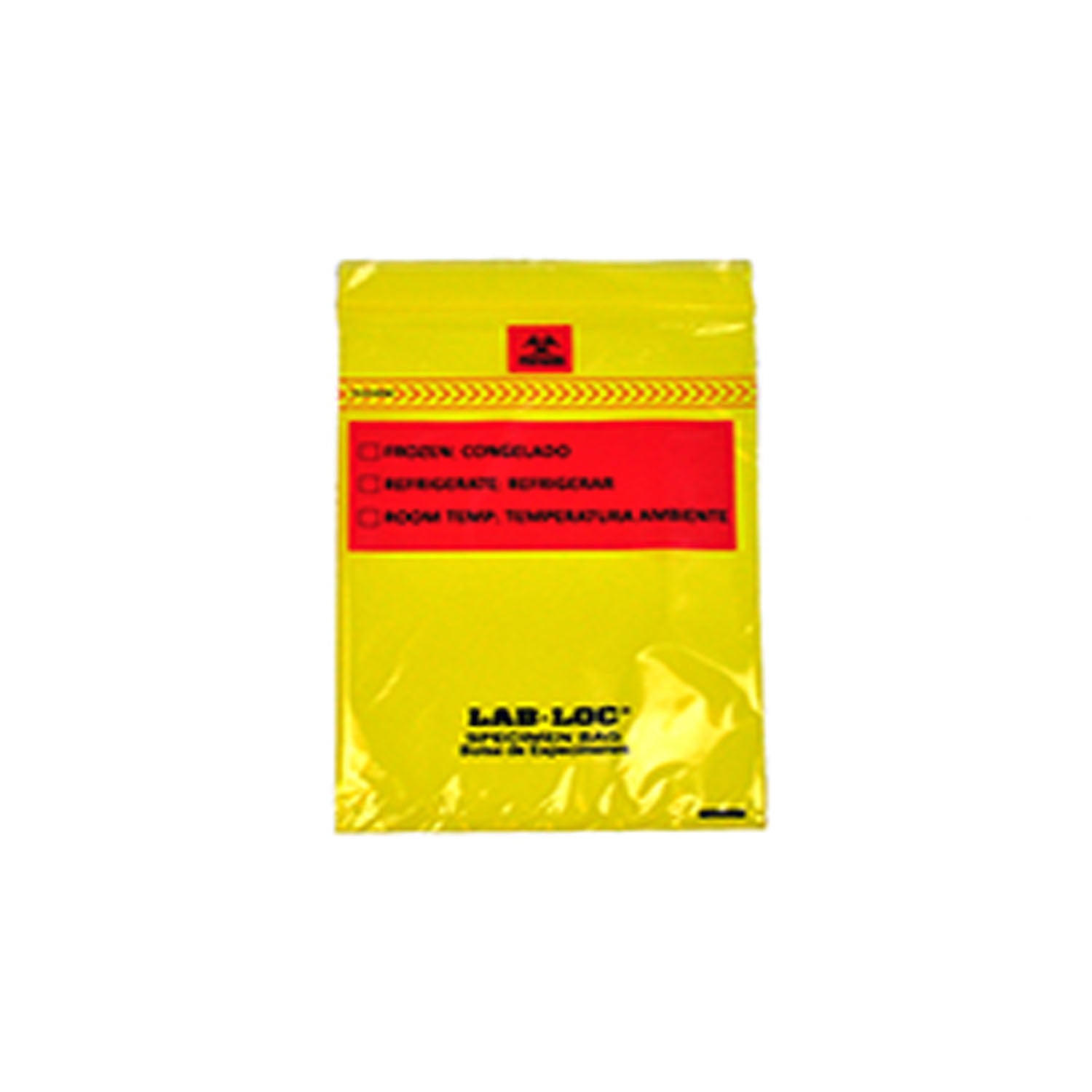 Specimen Bag, Seal-N-Rip, Removable Biohazard Symbol, Zipper Closure, 3-Wall, Yellow Tint, 1.75 mil, 6" x 9", 100 bg/pk, 10 pk/cs