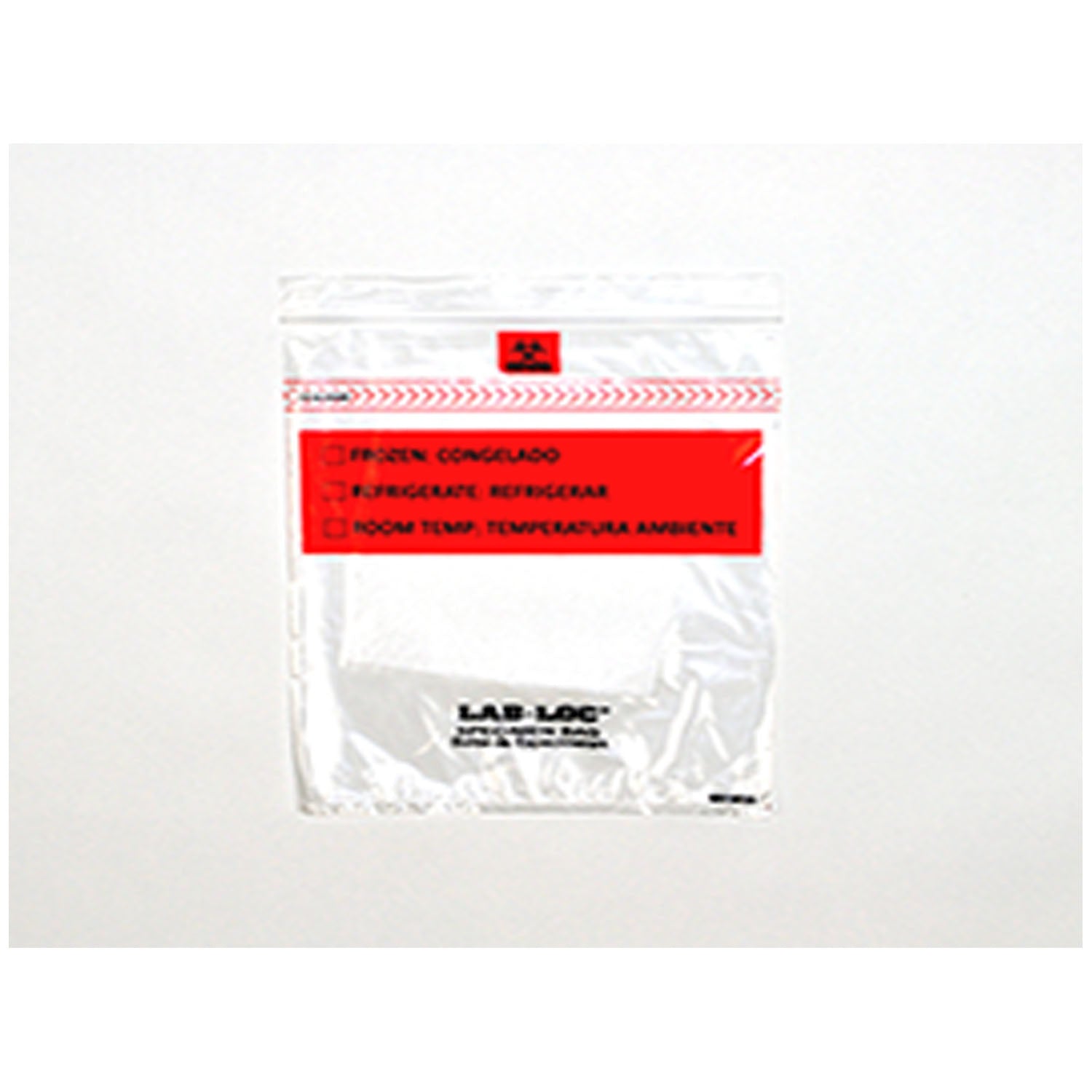 Specimen Bag, Seal-N-Rip, Removable Biohazard Symbol, Absorbent Pad, Zipper Closure, 3-Wall, 1.75 mil, 8" x 10", 100 bg/pk, 10 pk/cs