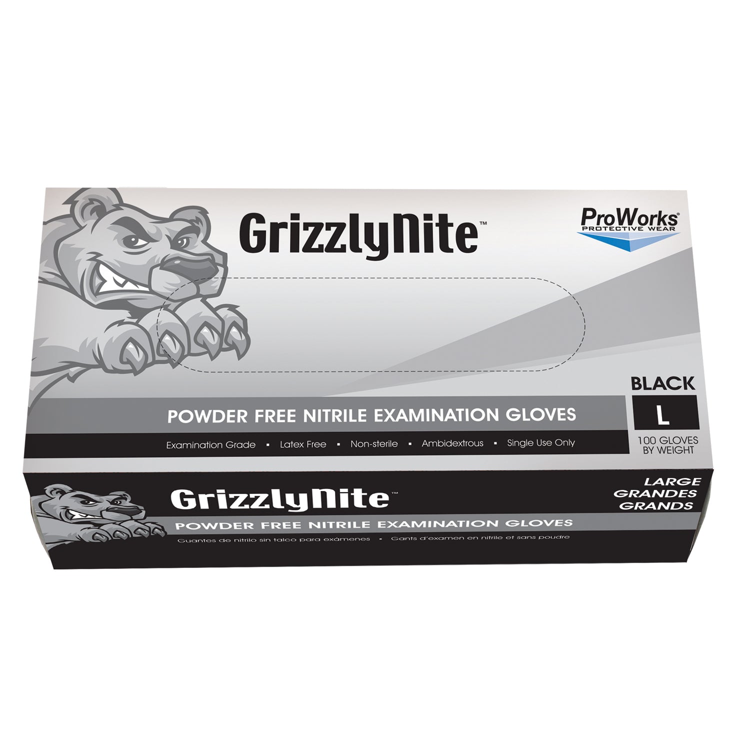 Nitrile Exam Powder Free Glove, Black,  Large, 100/bx, 10bx/cs
