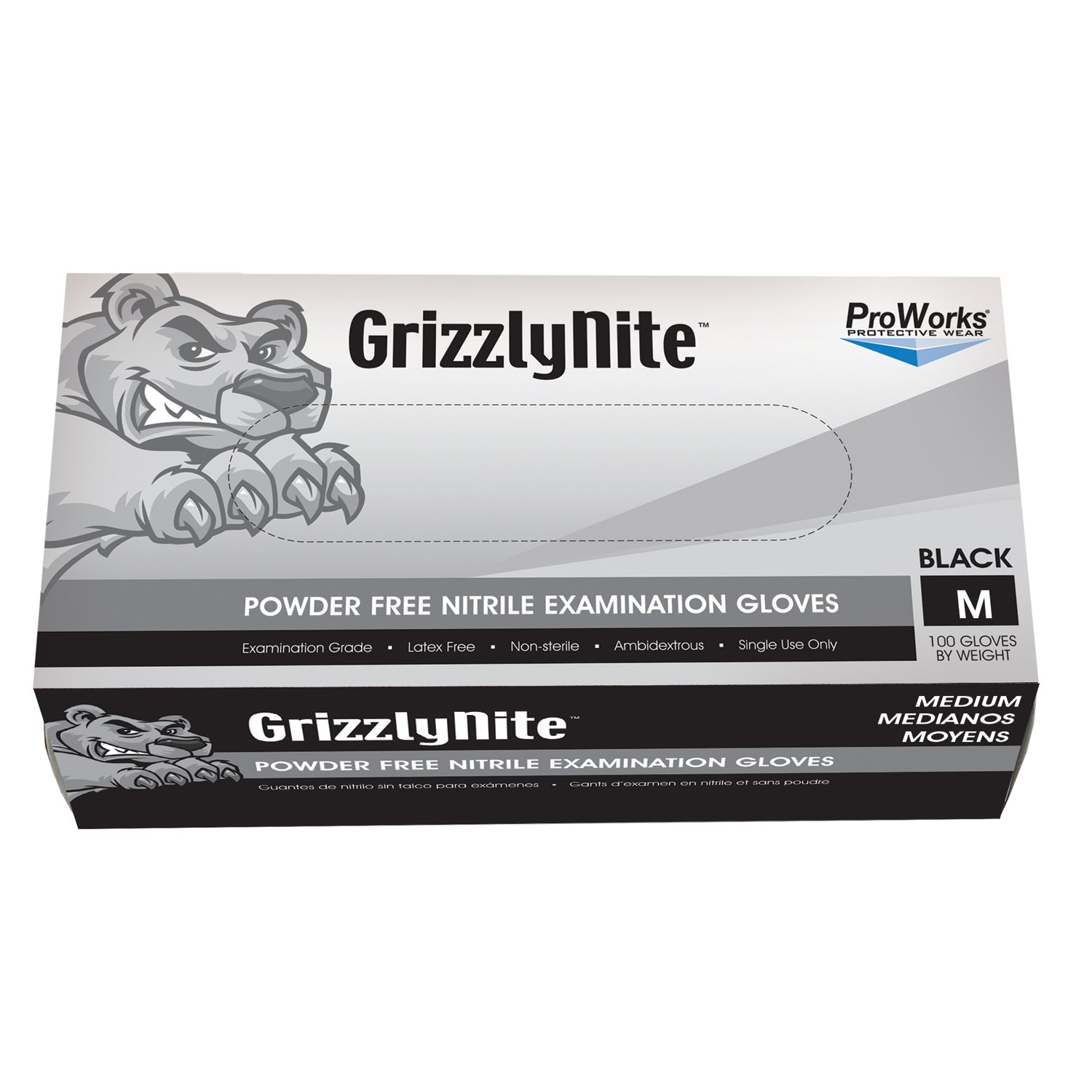 Nitrile Exam Powder Free Glove, Black,  Medium, 100/bx, 10bx/cs